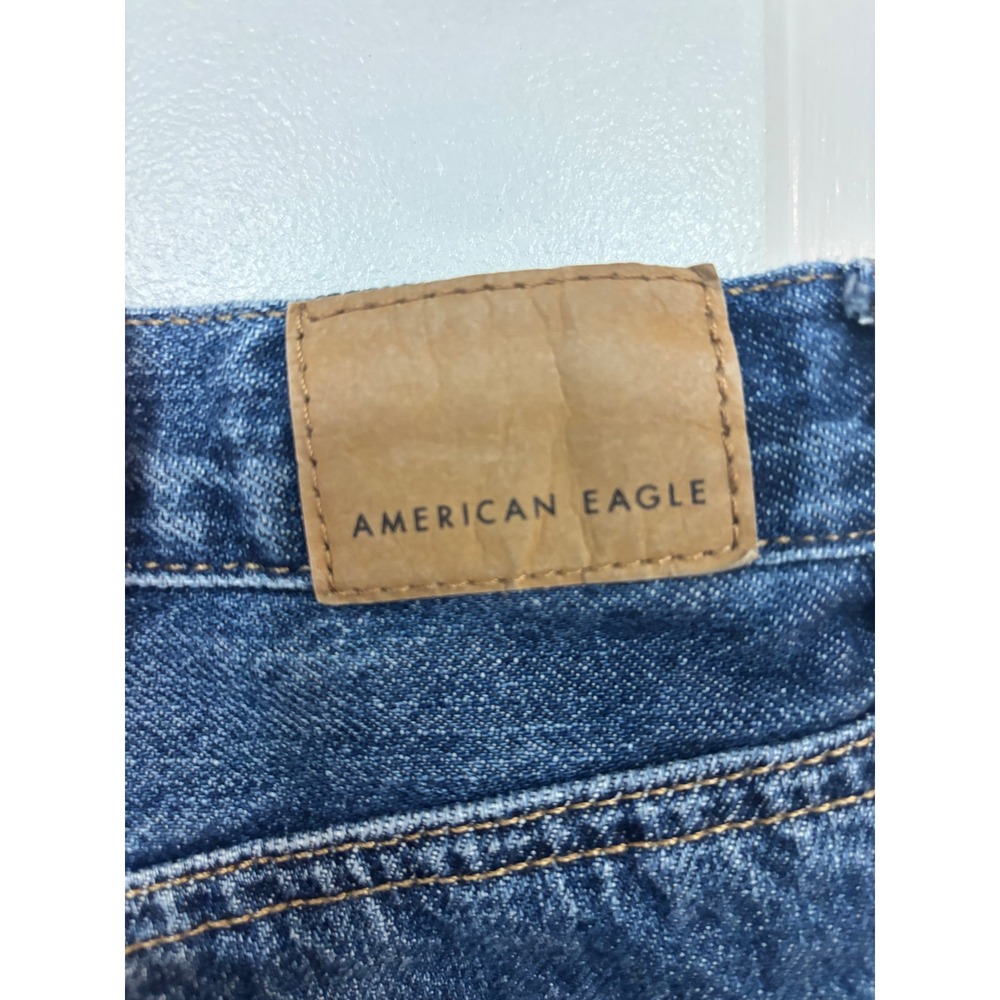 American Eagle Womens Distressed Denim Shorts Dark Wash High Rise Size 8 Cotton - Picture 4 of 10